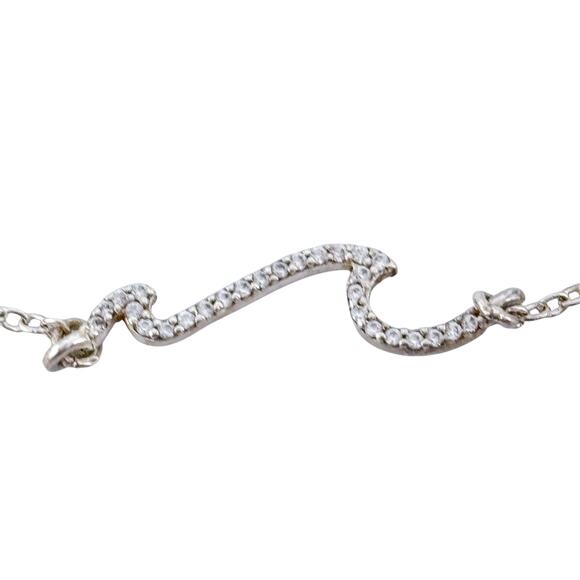 Pura Vida Cubic Zirconia Wave Anklet | Sterling Silver 925 Designer Jewelry - Picture 2 of 11